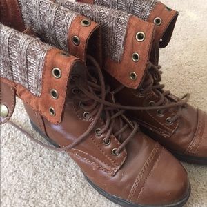 JustFab Fold-over Combat Boots Size 8