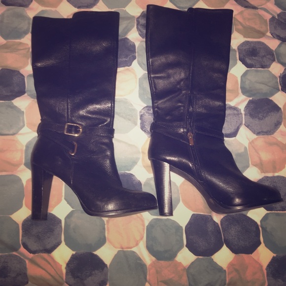 Genuine Italian Leather Knee High Black Boots