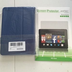 Fintie dark blue Kindle cover & screen protector