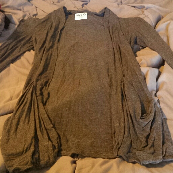 Charcoal Gray Open Front Cardigan