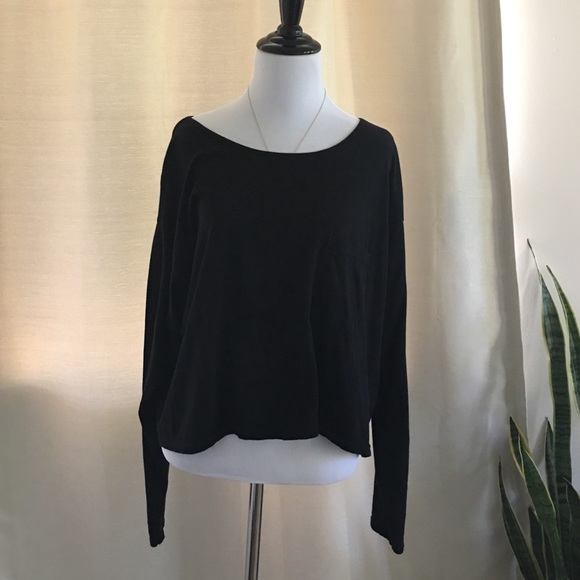 American apparel black crop long sleeve top