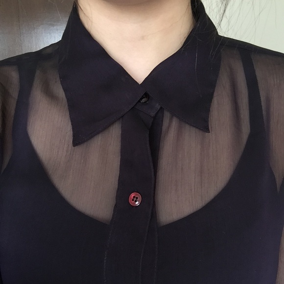 Topshop Tops - Sheer Purple Collared Blouse Topshop Tops - Sheer Purple Collared Blouse