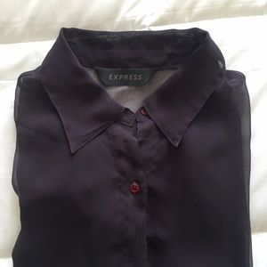 Topshop Tops - Sheer Purple Collared Blouse Topshop Tops - Sheer Purple Collared Blouse