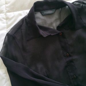 Topshop Tops - Sheer Purple Collared Blouse Topshop Tops - Sheer Purple Collared Blouse