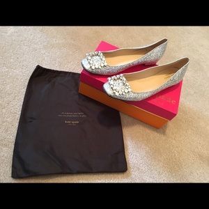 Kate Spade Glitter Norella Flats in Silver