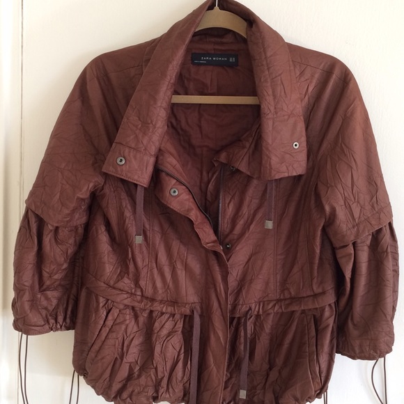 Zara Wrinkled Faux Leather Short Jacket / Cute!