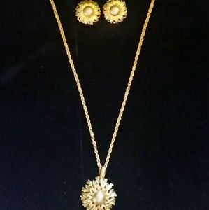 Gold Sunburst Monet Necklace & Earring Bundle