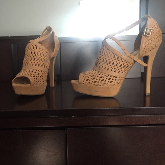BCBG heels tan.
