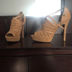 BCBG heels tan.