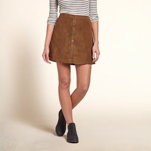 Suede Button-up Skirt