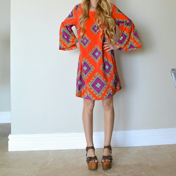 Peach Love California Bell Sleeve Tunic Dress S