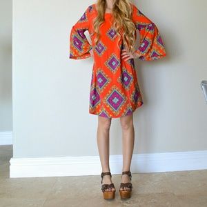 Peach Love California Bell Sleeve Tunic Dress S