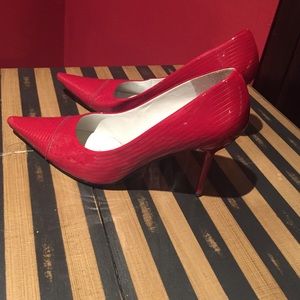BCBGirls Patent Red with Navy Stripe Pumps