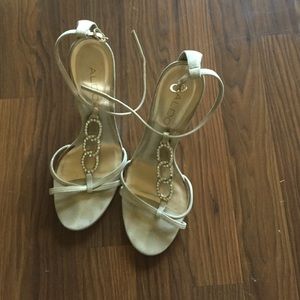 Cream, rhinestones heels!