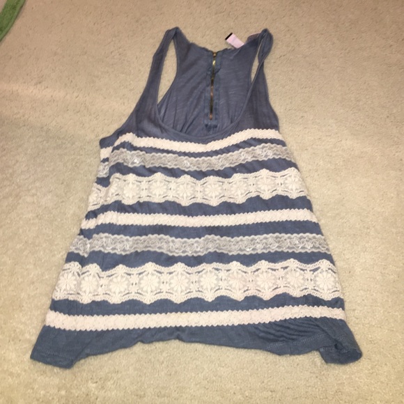 Nordstrom's blue and lace tank top.