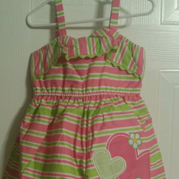 Girls applique designed stripe sundress new