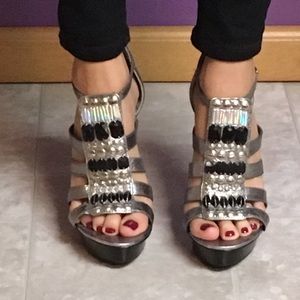 BCBGeneration Multi Jewel Strappy Heels