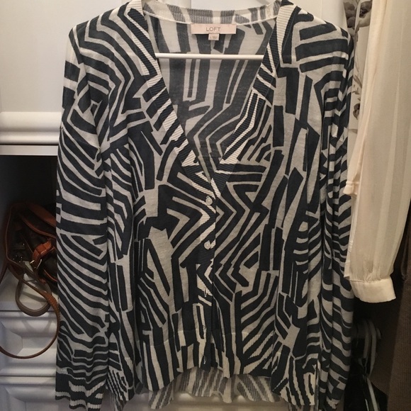 Loft Geometric Pattern Cardigan