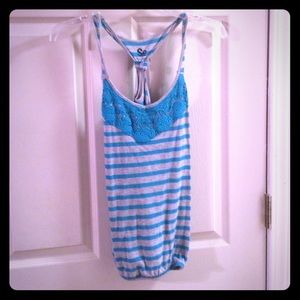 Blue/teal and grey striped tank top