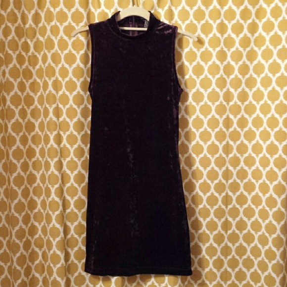 Plum Velvet Mock Neck Dress - Picture 1 of 3