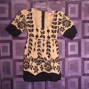 Black and Tan Patterned Blouse