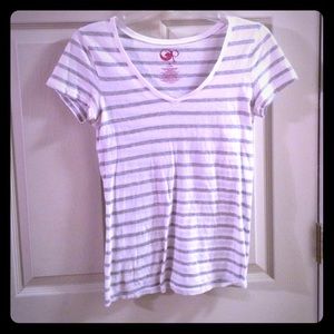Grey and white striped t-shirt