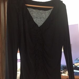 Black ruffled shirt-- soft T shirt fabric