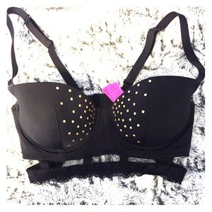 Never worn black studded cage bra