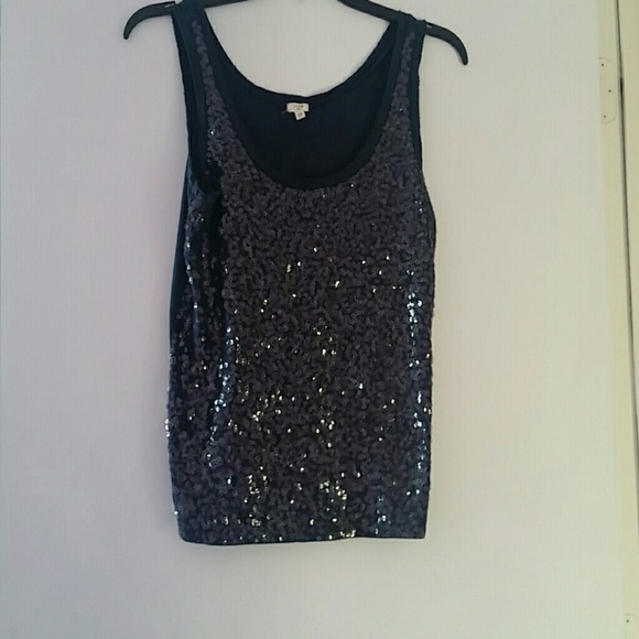 J.  Crew Navy blue sequin tank top