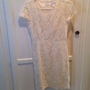 Cream/white lace shortsleeve dress