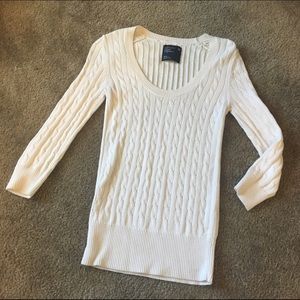 Scoop neck cable knit sweater