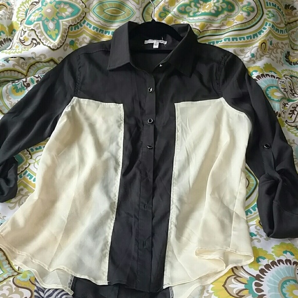 Color block button front shirt