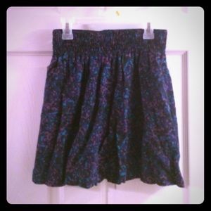 Patterned purple and blue skirt