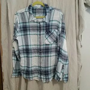 Garage  long sleeve button down plaid shirt