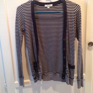 Navy blue and white stripe cardigan