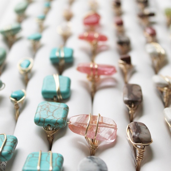 LucyMint Jewelry - Wire Wrapped Gemstone Rings