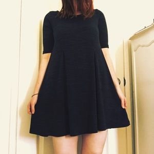 Soft Navy Pleated Waist Boxy Shift Dress