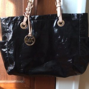 Michael Kors black patent tote