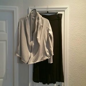 CAbi jersey skirt and hooded sweatshirt