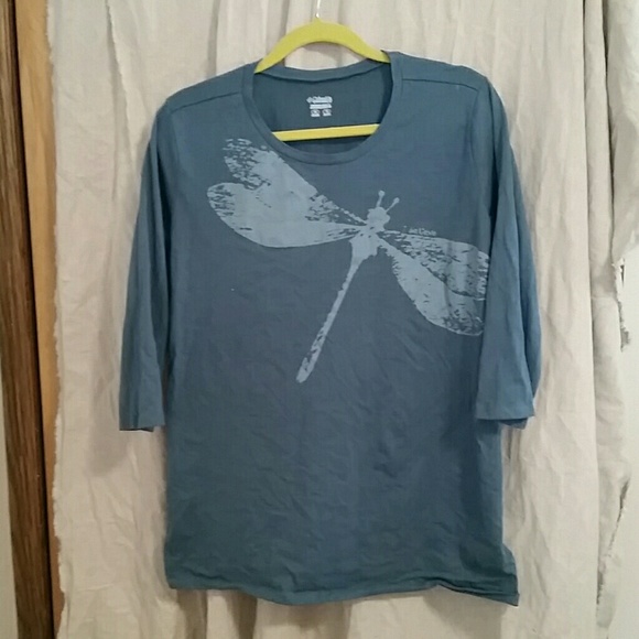 Columbia mid length shirt w/ dragonfly on it