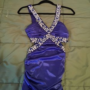 Short tight, royal blue homecoming dress