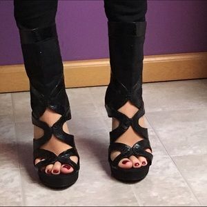 Caged Strappy Bootie Heels