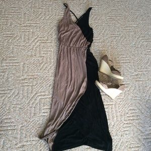 Taupe and Black Maxi Dress