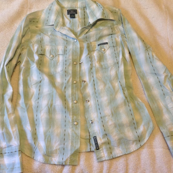 Lucky brand mint plaid button up