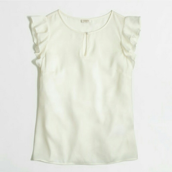 J. Crew ivory flutter sleeveless top, size Small