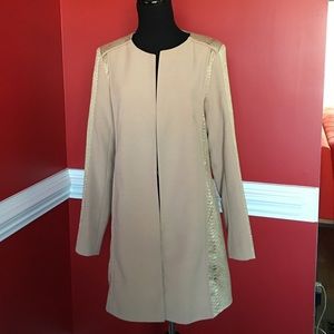 Lucy Paris tan coat with snakeskin detail