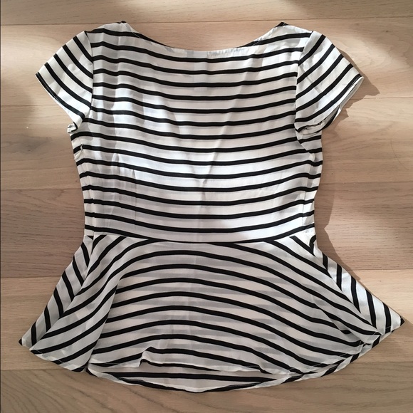 Tt Collection Striped Silk Peplum Shirt - Picture 4 of 4