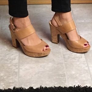 Adrienne Vittadini Chunky Corkscrew Strappy Clogs