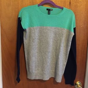 Aqua 100% cashmere color block sweater