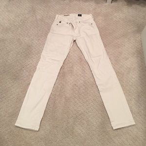 Ag off white skin straight ankle jeans
